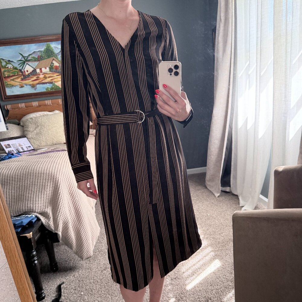 Pinstripe Longsleeve Work Dress